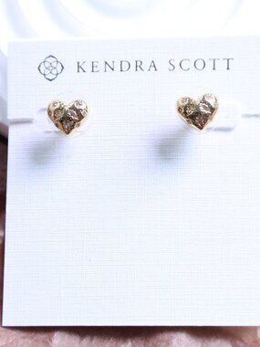 Kendra Scott White CZ Gold Heart Stud Earrings - Holland